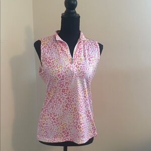 Tail Vibrant Pink and Orange Patterned Golf Shirt